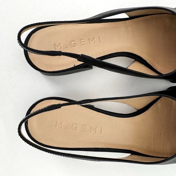 M. Gemi Woven Slingback Pointed Toe Kitten Heel Shoes Black Leather Size 36 - Picture 9 of 12